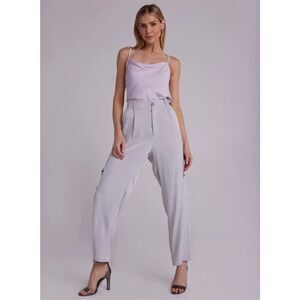 NWT Bella Dahl Satin Cargo Trousers In Silver Streak Size Small